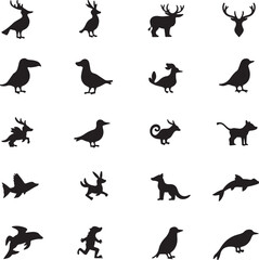 Fototapeta premium Create a Animals logos collection. Animal logo set. Isolated color White background.