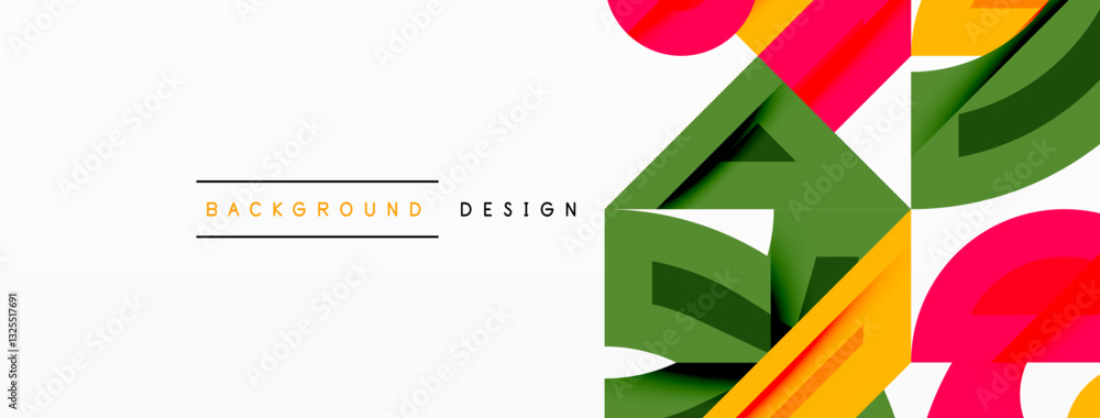 Wall mural abstract geometric background with shapes, featuring circular and rounded elements. bold contrast, s