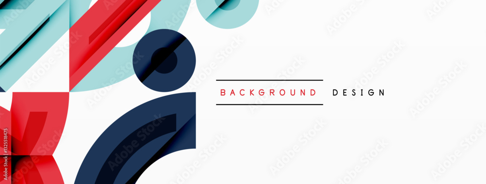 Wall mural abstract geometric background with shapes, featuring circular and rounded elements. bold contrast, s