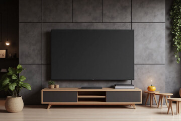 a tv sitting on top of a wooden entertainment center next to a wall
