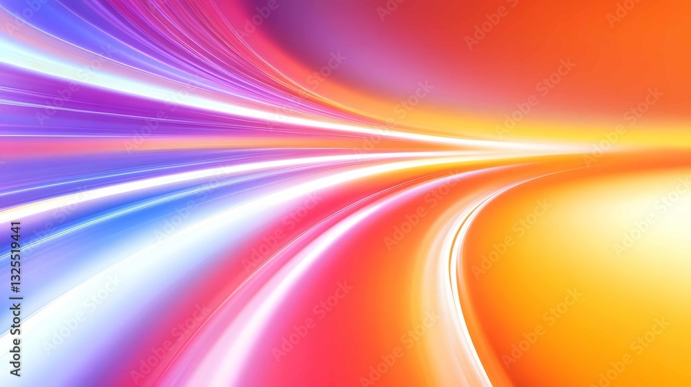Poster vibrant light trails create an energetic and dynamic composition with hues of purple, orange, and ye