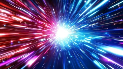 Vibrant movement represented through stylized rectangle patterns.