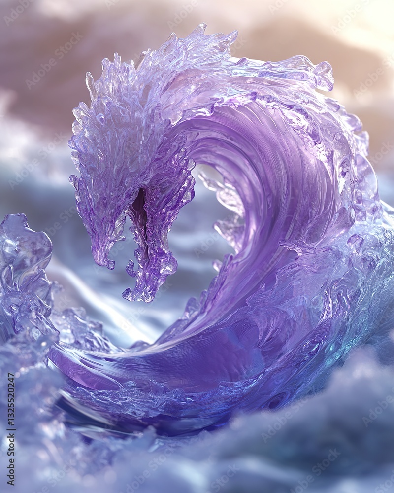 Poster a beautiful abstract artistic depiction of a crashing wave structure