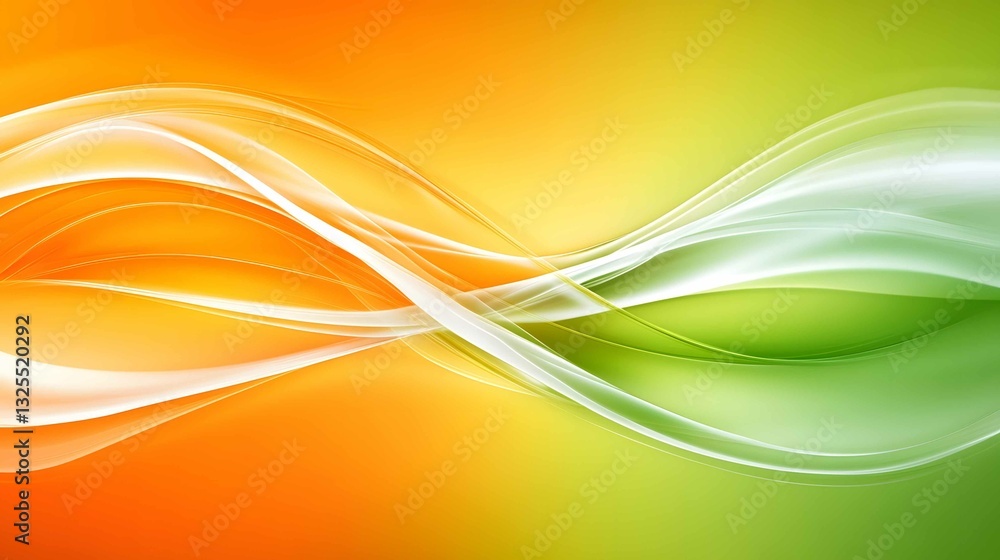 Poster colorful abstract wave design featuring vibrant orange and green swirls with soft gradients and flow