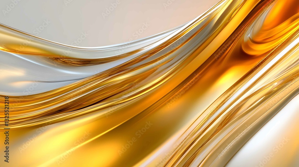 Poster flowing curves of golden and silver hues create a beautiful abstract design with smooth transitions 