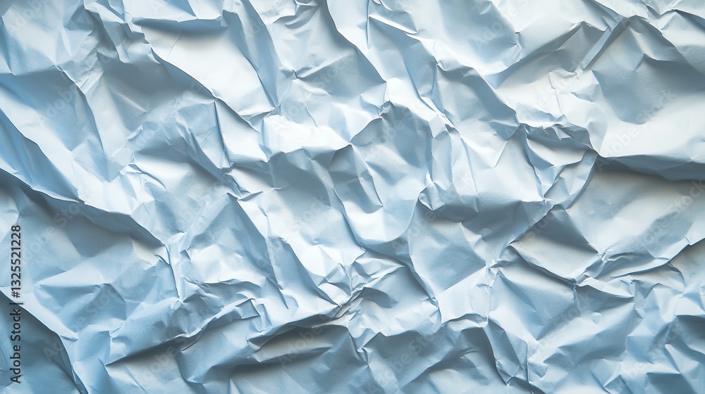 Poster close-up of crumpled light blue paper texture. ideal for backgrounds, design projects, and adding a 