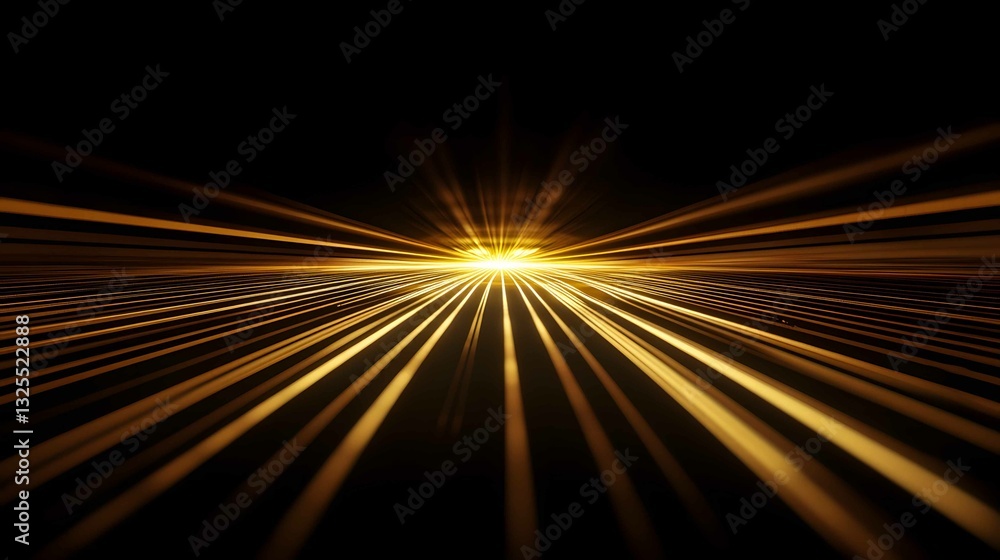 Poster radiant beams of light extend outward in a dark space creating a captivating visual effect