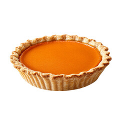A delicious-looking pie with a golden-brown crust and smooth, vibrant orange filling.