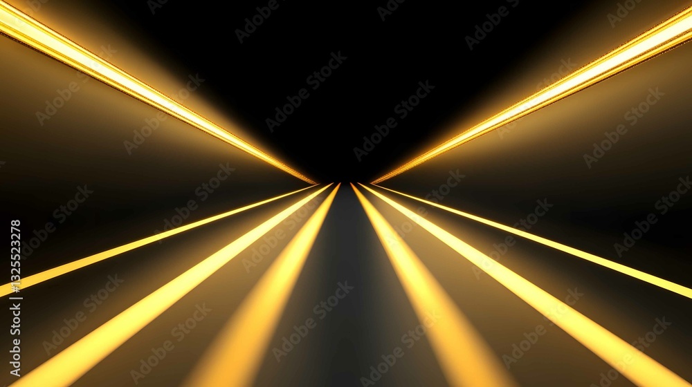 Poster vibrant golden light stripes stretch into a dark expanse, creating a feeling of depth and movement o