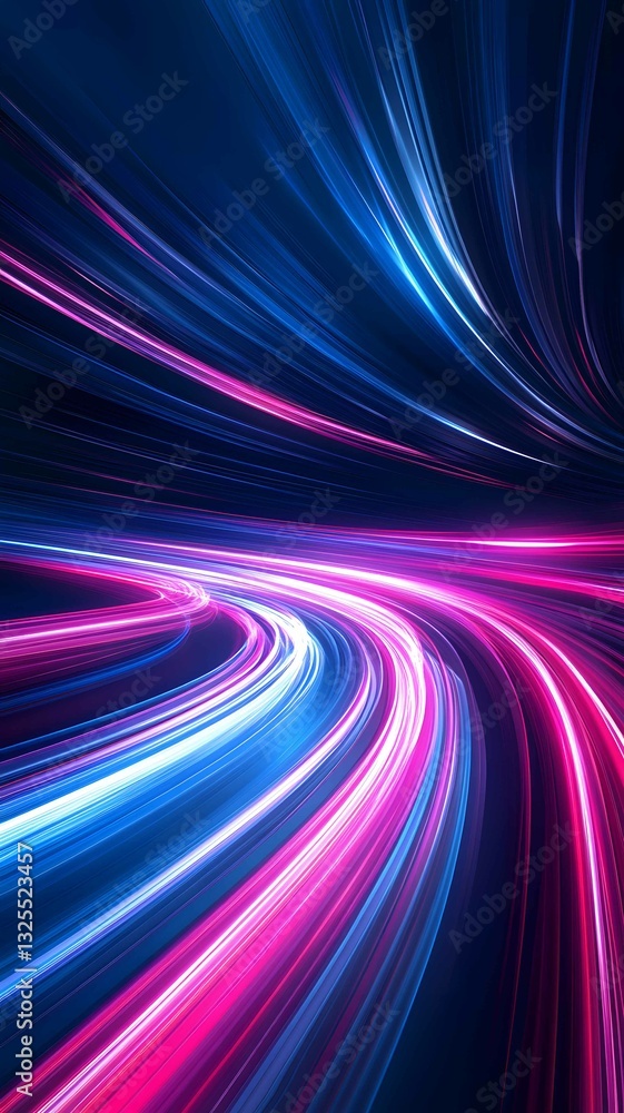 Poster bright trails of light swirl in vibrant patterns across a dark background creating a mesmerizing vis