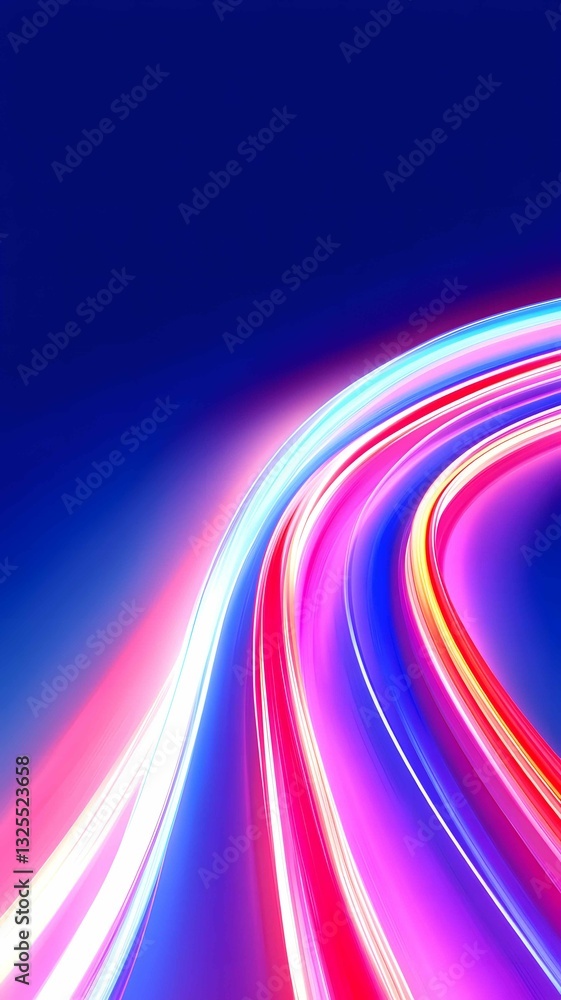 Poster vibrant trails of light create an abstract representation of speed and motion, conveying energy and 