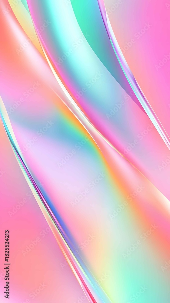 Poster colorful abstract waves in pastel hues create a visually stunning display of light and motion in a v