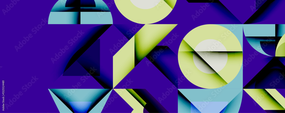 Poster minimal geometric abstract background. circle square and triangle design