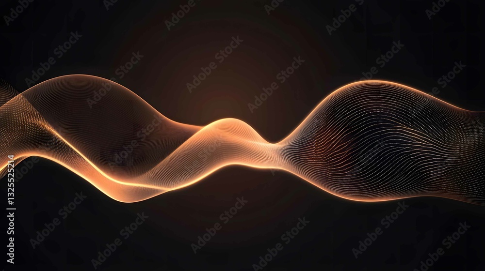 Poster flow of light waves in abstract art with glowing patterns and smooth curves in dark background