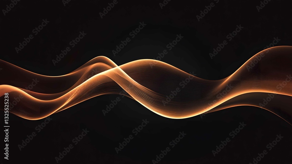 Poster abstract golden waves create a captivating visual display on a dark background, showcasing light and