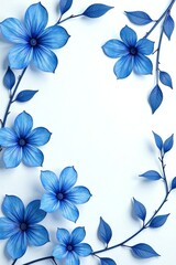 Obraz premium Beautiful blue flowers arranged artistically on a clean white background.