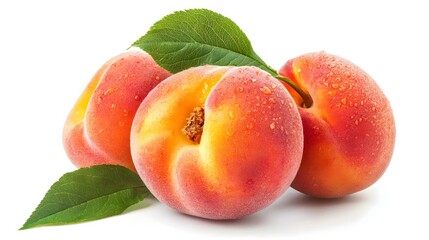 Fresh peaches isolated on white background