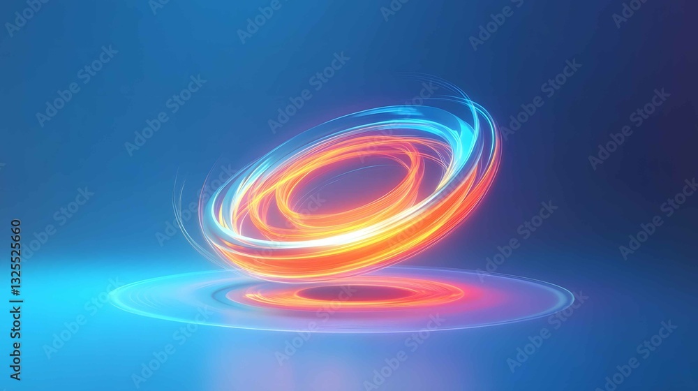 Poster dynamic swirl of vibrant blue and orange light creating mesmerizing patterns against a smooth gradie