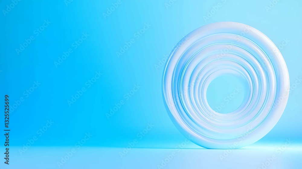 Poster abstract transparent rings illuminated by soft blue light in a minimalist setting create an ethereal