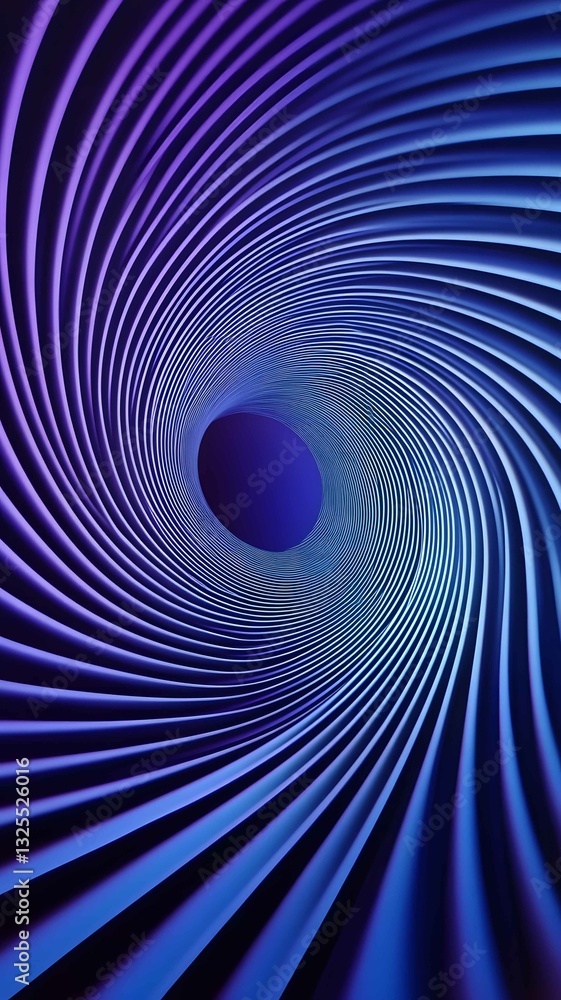 Poster vibrant spiral pattern in shades of blue and purple creates a mesmerizing tunnel effect, inviting vi