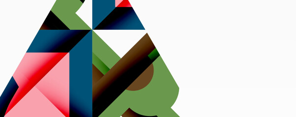 Fototapeta premium Abstract geometric composition with interlocking circular and angular shapes, featuring smooth gradients and sharp contrasts on a white background