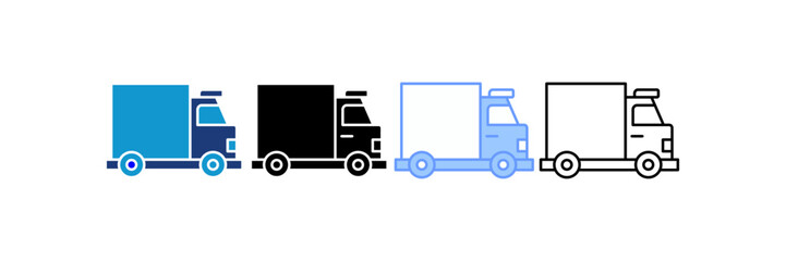 Delivery truck icon set multiple style collection