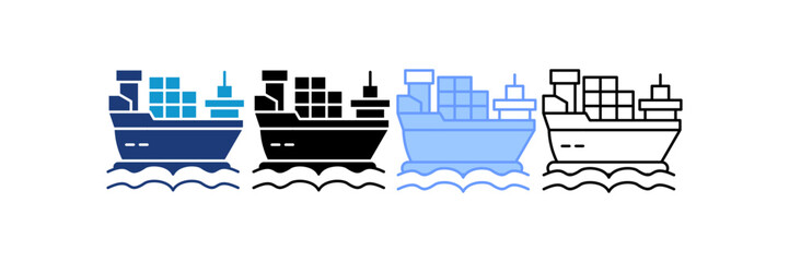 Obraz premium Cargo Ship icon set multiple style collection 