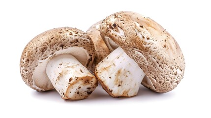 white beautiful big porcini mushrooms on a white