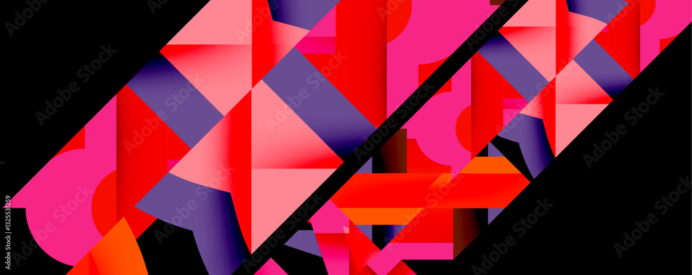 Poster circles, semi circles, squares and round triangles. geometric mosaic style pattern abstract backgrou