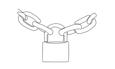 continuous line of padlock illustration