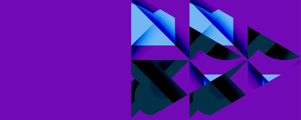 Circles, semi circles, squares and round triangles. Geometric mosaic style pattern abstract background for wallpaper, banner, backdrop, card, book Illustration, landing page