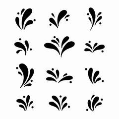 Water spray and droplets. Black and white Vector Illustration