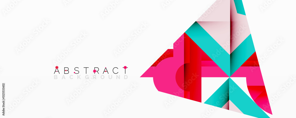 Poster Abstract geometric composition with interlocking circular and angular shapes, featuring smooth gradients and sharp contrasts on a white background