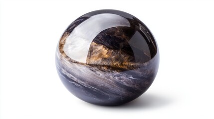 Polished Obsidian Sphere with Pure Reflections and Beautiful Texture