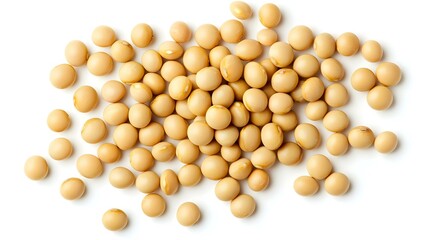 Flat lay of Soybeans isolated on white