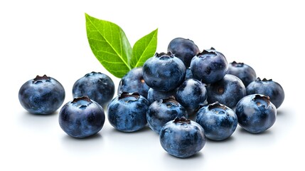 Set of delicious fresh blueberries on white