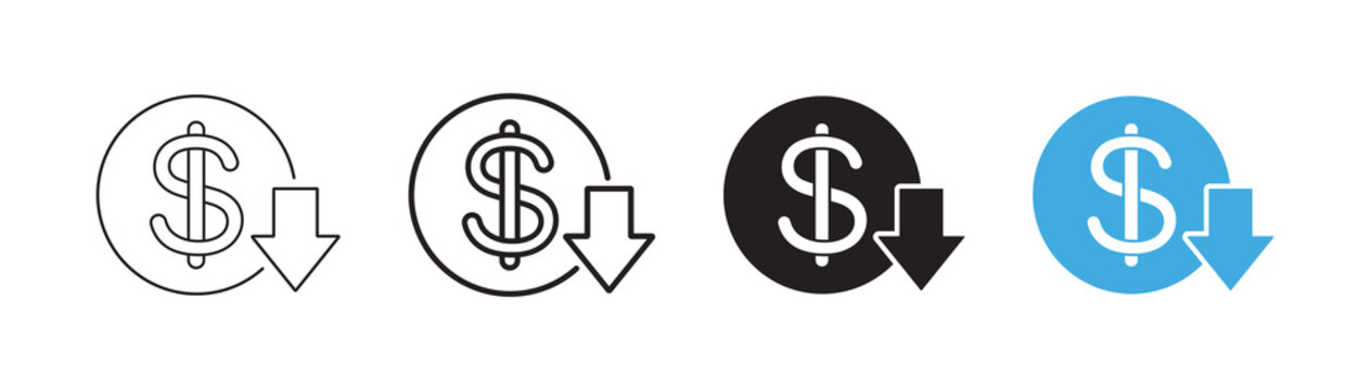 Cost reduction vector icon set