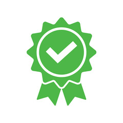 Approved icon in flat style green