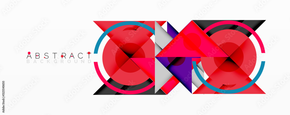 Aufkleber abstract geometric composition with intersecting triangles, circles, and gradients, creating a dynam
