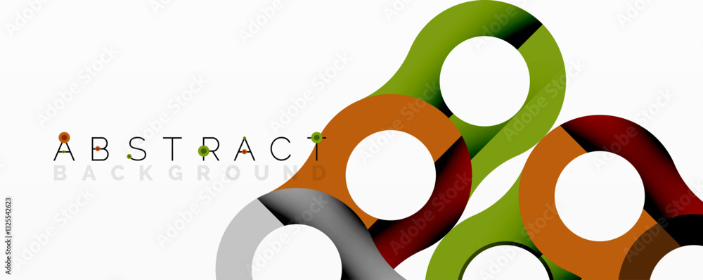 Poster abstract geometric pattern with interlocking circular and tubular shapes featuring smooth gradients,