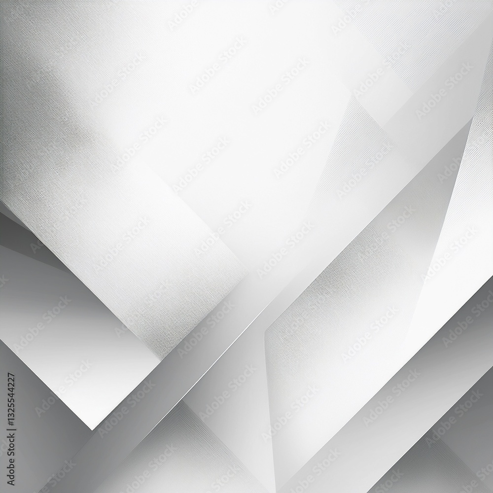 Poster abstract white background with texture pattern, layered geometric triangle shapes, white and grey gl