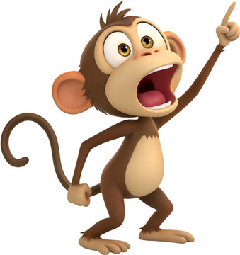 The cute monkey cartoon character is filled with playful energy, charm, and a mischievous personality. 