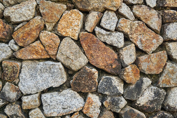A surface of interlocking stones creating a rustic wall with natural and uneven textures.