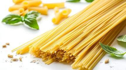 pasta spaghetti macaroni on white