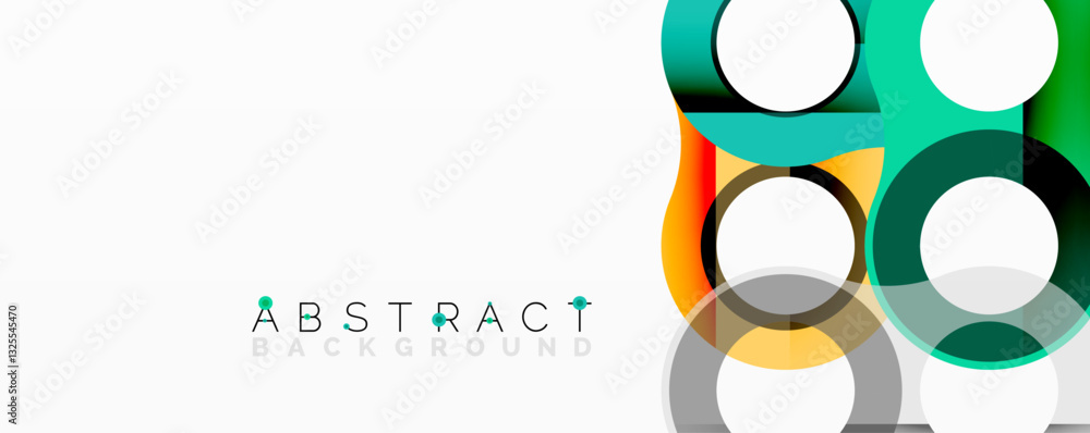 Poster abstract circle element composition with overlapping circular and tubular shapes featuring smooth gr