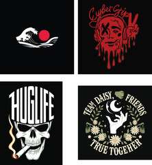 Create a t -shirt design and typography vector art color with white background.