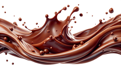 Dark chocolate liquid splash isolated on transparent white background, clipping path
