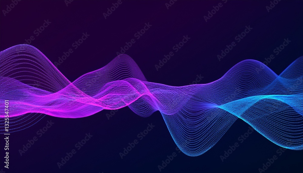 Aufkleber blue purple wave line light gradient dark background. abstract technology big data digital backgroun