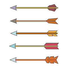 Fototapeta premium Bow arrow vector icons flat design