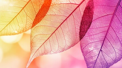 Dewy Leaf Textures with Soft Color Palette in Sunlight